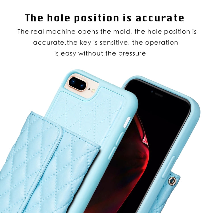 For iPhone 7 Plus / 8 Plus Horizontal Wallet Rhombic Leather Phone Case