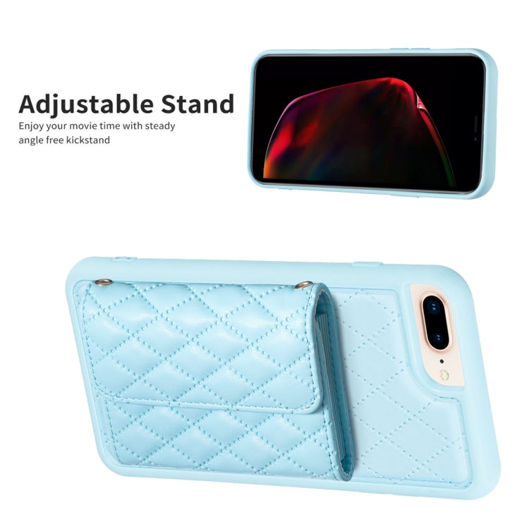 For iPhone 7 Plus / 8 Plus Horizontal Wallet Rhombic Leather Phone Case