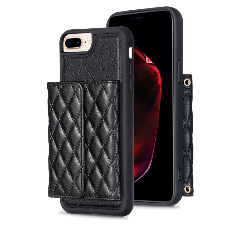 For iPhone 7 Plus / 8 Plus Horizontal Wallet Rhombic Leather Phone Case