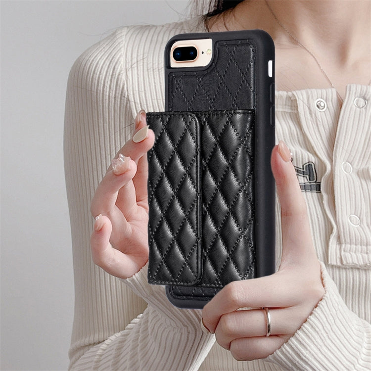 For iPhone 7 Plus / 8 Plus Horizontal Wallet Rhombic Leather Phone Case