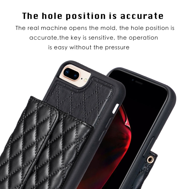 For iPhone 7 Plus / 8 Plus Horizontal Wallet Rhombic Leather Phone Case
