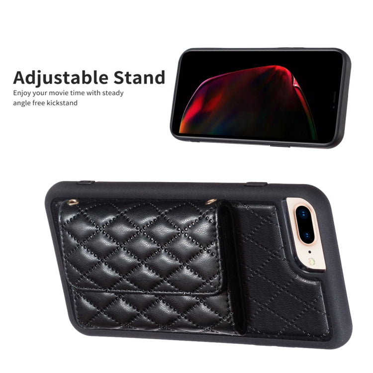 For iPhone 7 Plus / 8 Plus Horizontal Wallet Rhombic Leather Phone Case