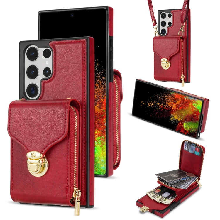 For Samsung Galaxy S23 Ultra 5G Zipper Hardware Card Wallet Phone Case