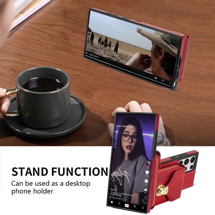 For Samsung Galaxy S23 Ultra 5G Zipper Hardware Card Wallet Phone Case