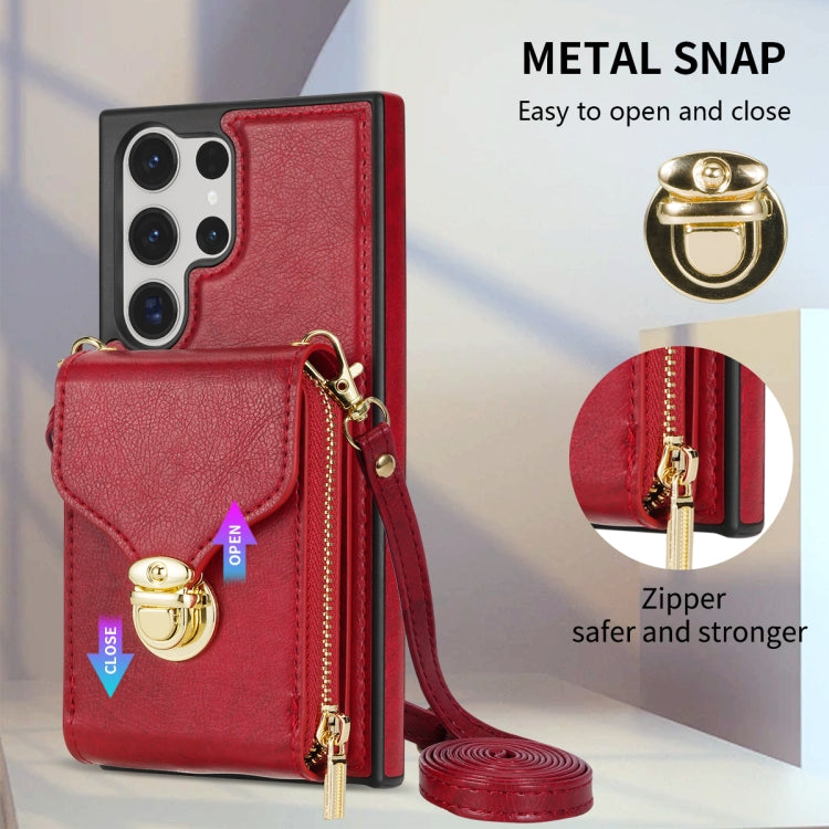 For Samsung Galaxy S23 Ultra 5G Zipper Hardware Card Wallet Phone Case