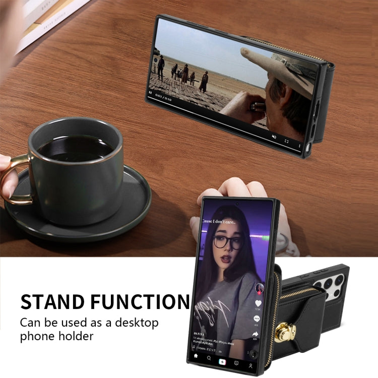 For Samsung Galaxy S23 Ultra 5G Zipper Hardware Card Wallet Phone Case