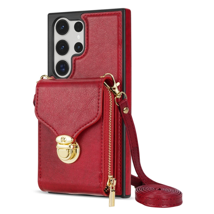 For Samsung Galaxy S22 Ultra 5G Zipper Hardware Card Wallet Phone Case