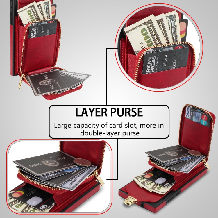 For Samsung Galaxy S22 Ultra 5G Zipper Hardware Card Wallet Phone Case