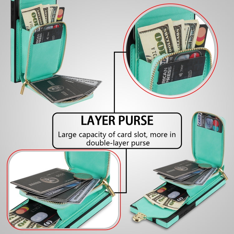 For Samsung Galaxy S22 Ultra 5G Zipper Hardware Card Wallet Phone Case