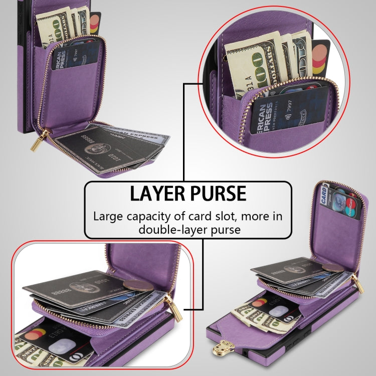 For Samsung Galaxy S22 Ultra 5G Zipper Hardware Card Wallet Phone Case