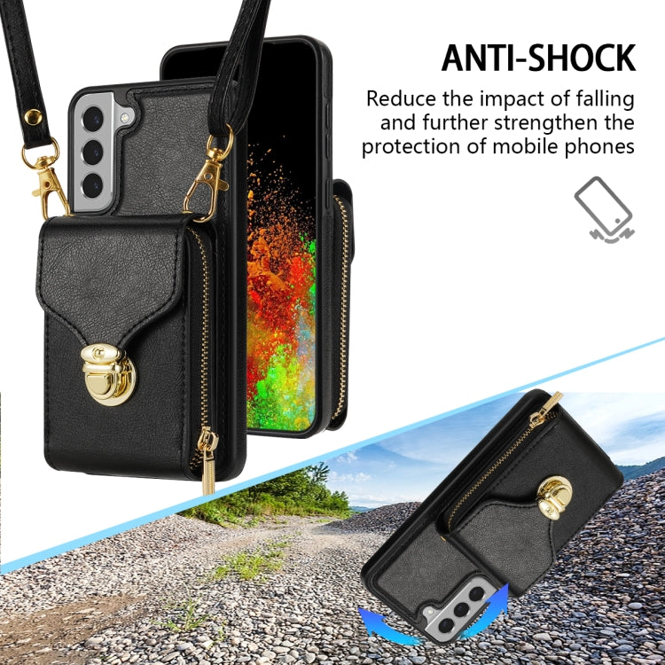 For Samsung Galaxy S22+ 5G Zipper Hardware Card Wallet Phone Case