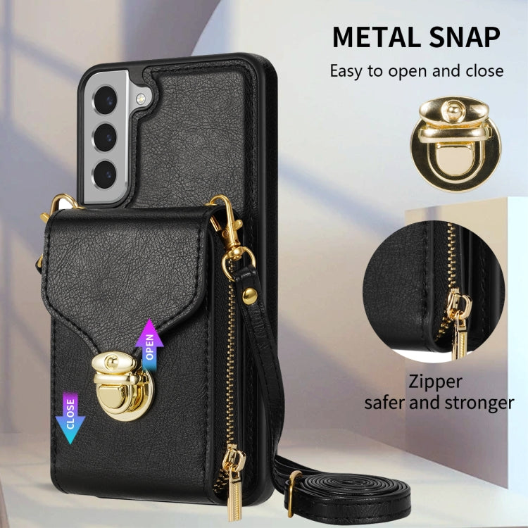 For Samsung Galaxy S22+ 5G Zipper Hardware Card Wallet Phone Case