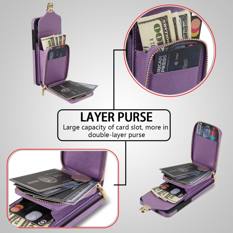 For Samsung Galaxy S22+ 5G Zipper Hardware Card Wallet Phone Case