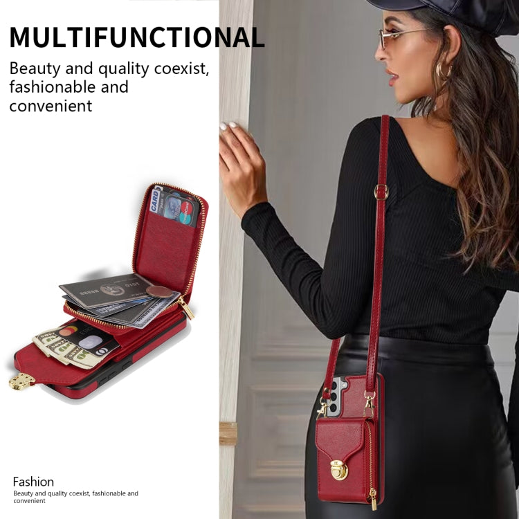 For Samsung Galaxy S21+ 5G Zipper Hardware Card Wallet Phone Case