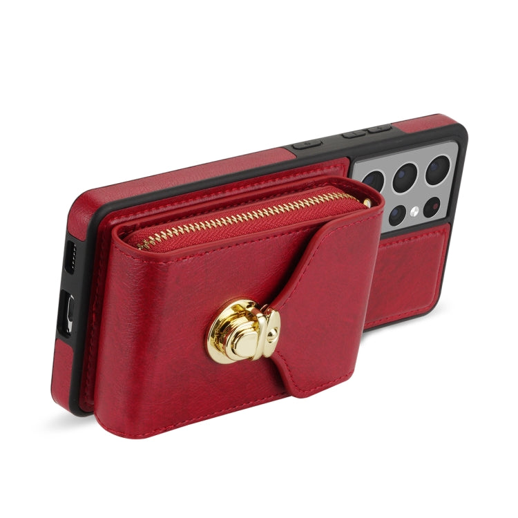 For Samsung Galaxy S21 Ultra 5G Zipper Hardware Card Wallet Phone Case