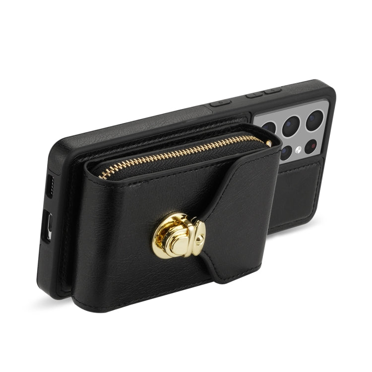 For Samsung Galaxy S21 Ultra 5G Zipper Hardware Card Wallet Phone Case