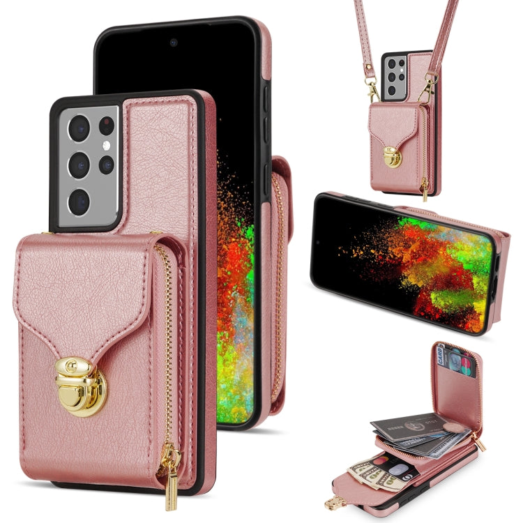 For Samsung Galaxy S21 Ultra 5G Zipper Hardware Card Wallet Phone Case