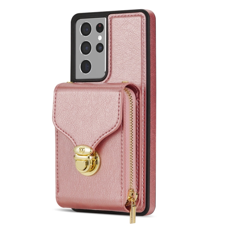For Samsung Galaxy S21 Ultra 5G Zipper Hardware Card Wallet Phone Case