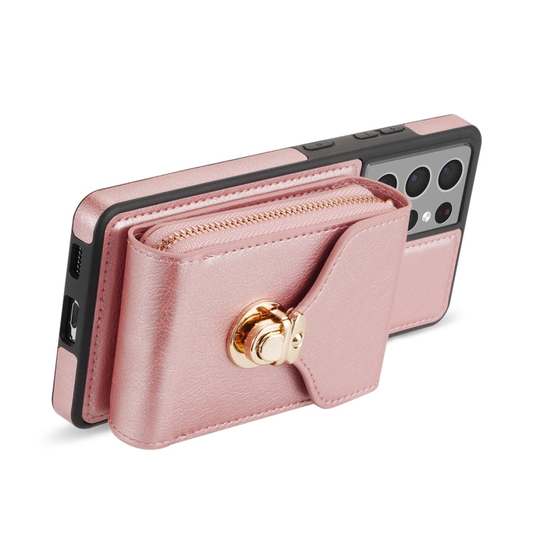 For Samsung Galaxy S21 Ultra 5G Zipper Hardware Card Wallet Phone Case
