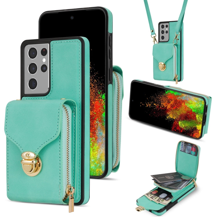 For Samsung Galaxy S21 Ultra 5G Zipper Hardware Card Wallet Phone Case