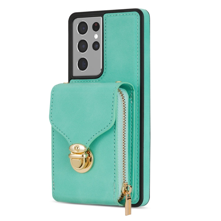 For Samsung Galaxy S21 Ultra 5G Zipper Hardware Card Wallet Phone Case