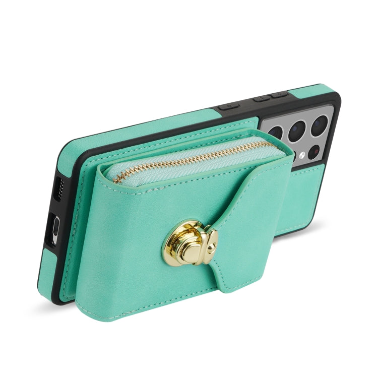 For Samsung Galaxy S21 Ultra 5G Zipper Hardware Card Wallet Phone Case