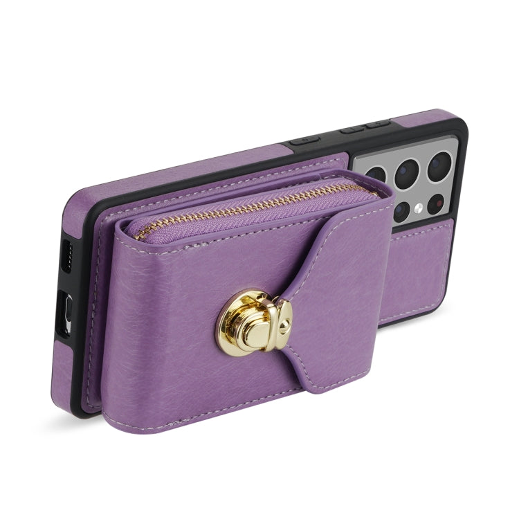 For Samsung Galaxy S21 Ultra 5G Zipper Hardware Card Wallet Phone Case