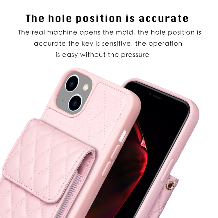For iPhone 14 Vertical Wallet Rhombic Leather Phone Case