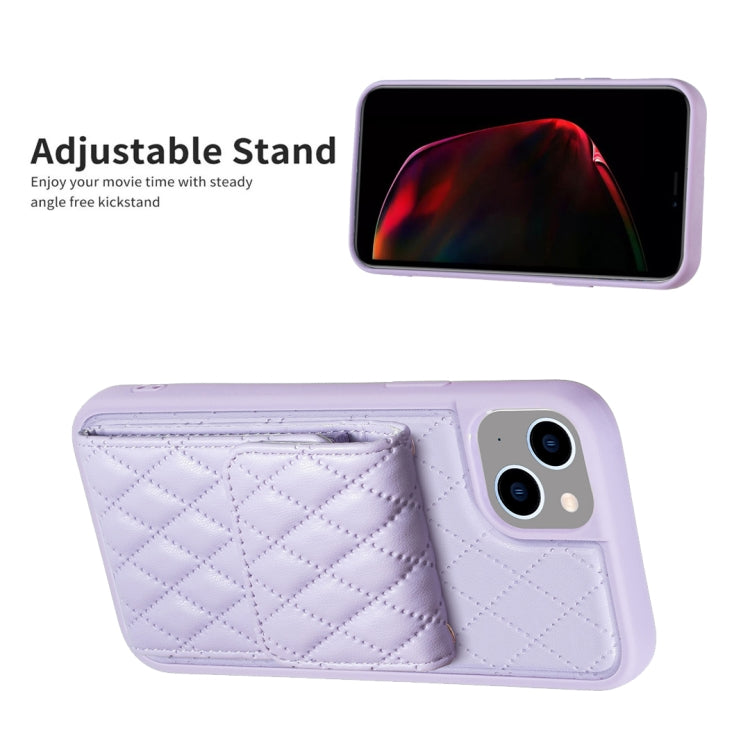 For iPhone 14 Vertical Wallet Rhombic Leather Phone Case