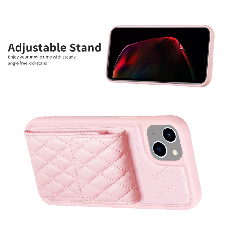 For iPhone 14 Plus Vertical Wallet Rhombic Leather Phone Case