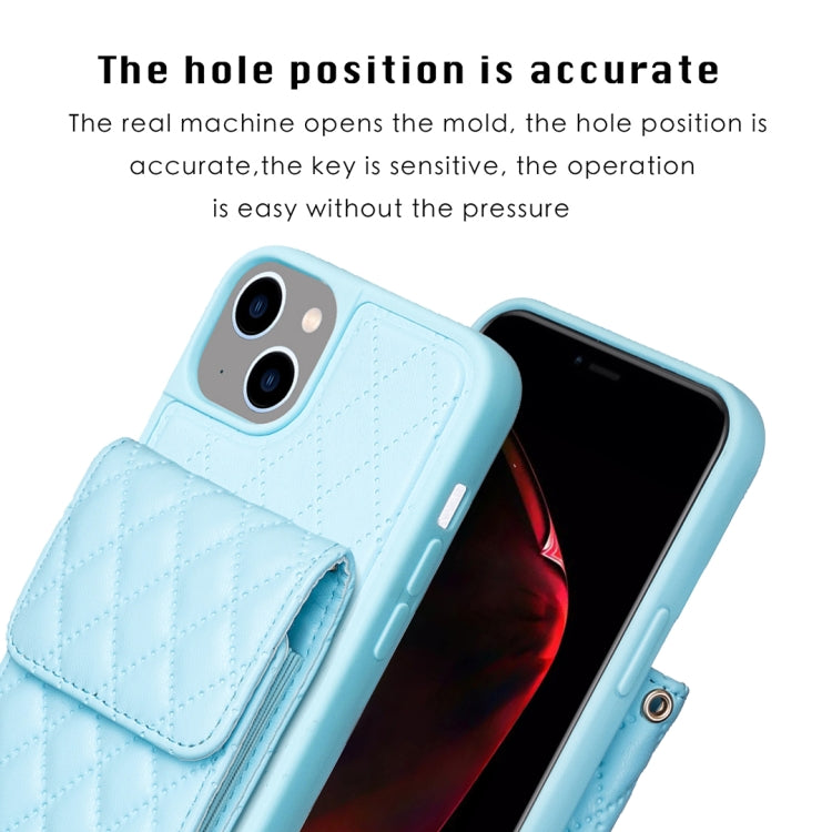 For iPhone 14 Plus Vertical Wallet Rhombic Leather Phone Case