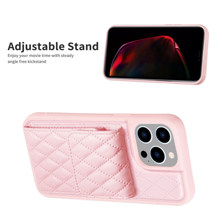 For iPhone 14 Pro Vertical Wallet Rhombic Leather Phone Case