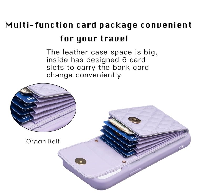 For iPhone 14 Pro Vertical Wallet Rhombic Leather Phone Case