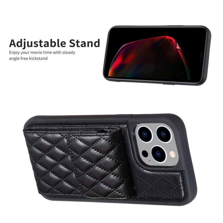 For iPhone 14 Pro Vertical Wallet Rhombic Leather Phone Case