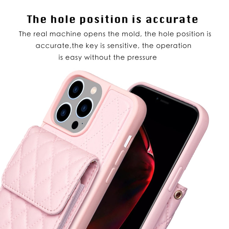 For iPhone 14 Pro Max Vertical Wallet Rhombic Leather Phone Case