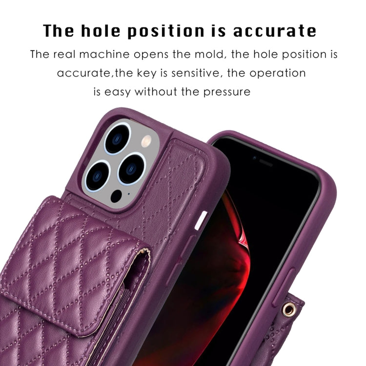 For iPhone 14 Pro Max Vertical Wallet Rhombic Leather Phone Case