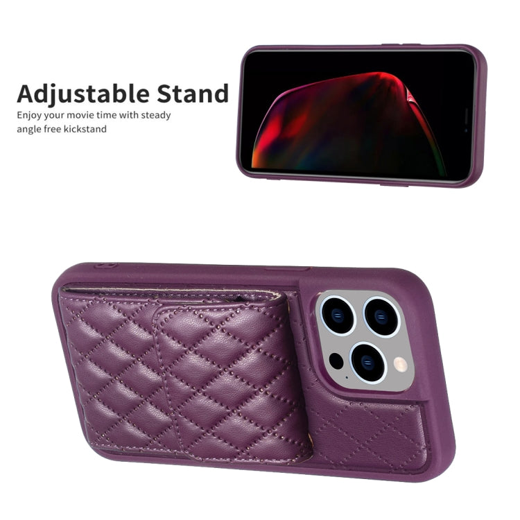 For iPhone 14 Pro Max Vertical Wallet Rhombic Leather Phone Case