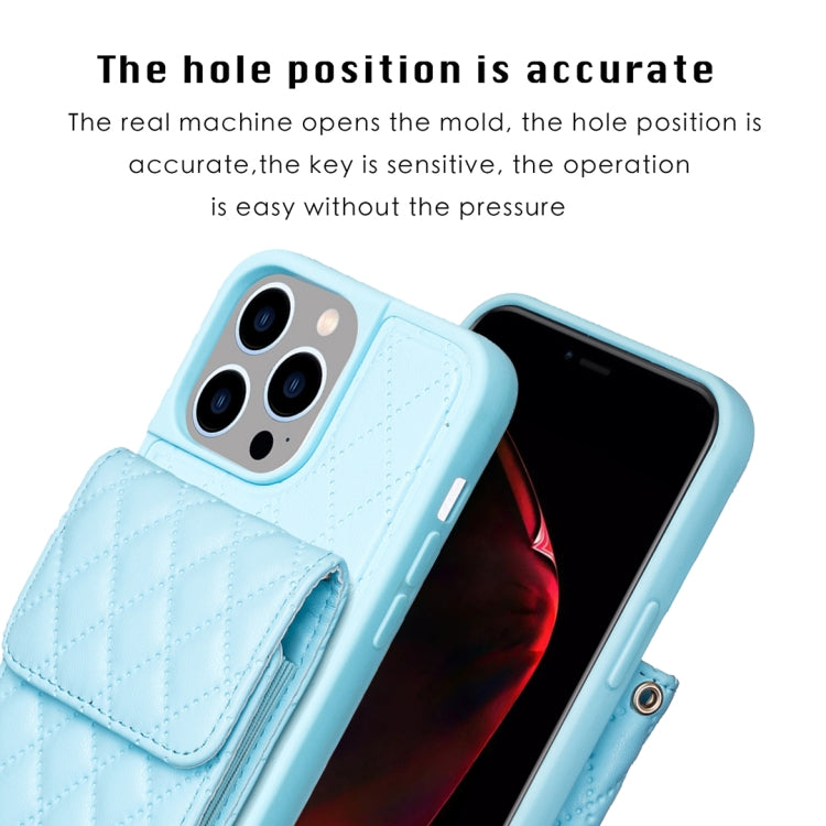 For iPhone 14 Pro Max Vertical Wallet Rhombic Leather Phone Case