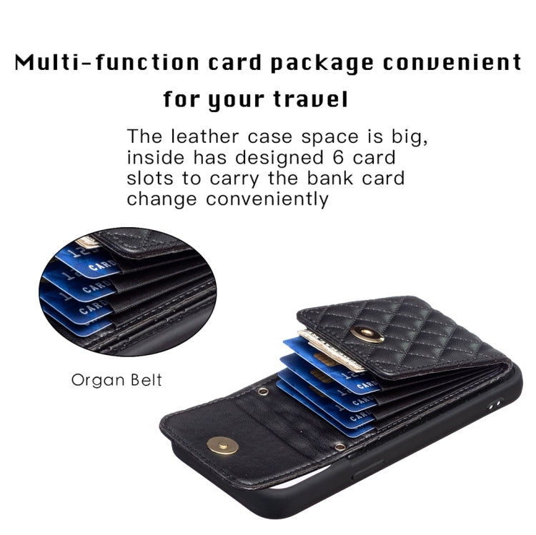 For iPhone 14 Pro Max Vertical Wallet Rhombic Leather Phone Case
