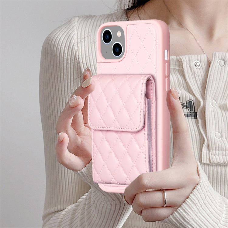 For iPhone 13 Vertical Wallet Rhombic Leather Phone Case