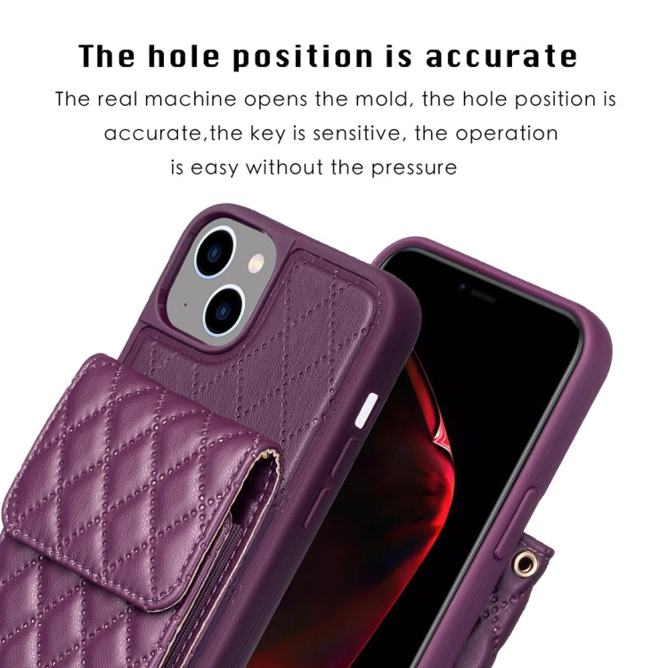 For iPhone 13 Vertical Wallet Rhombic Leather Phone Case