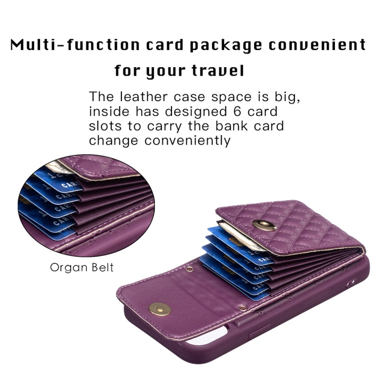For iPhone 13 Vertical Wallet Rhombic Leather Phone Case