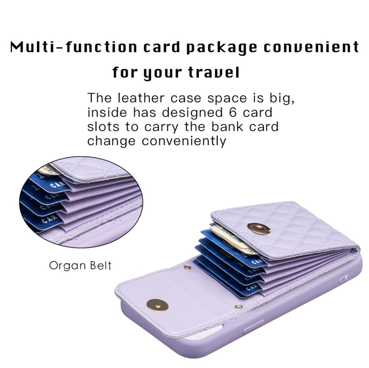 For iPhone 13 Vertical Wallet Rhombic Leather Phone Case