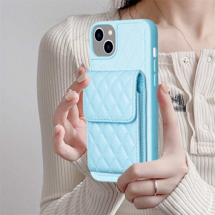 For iPhone 13 Vertical Wallet Rhombic Leather Phone Case