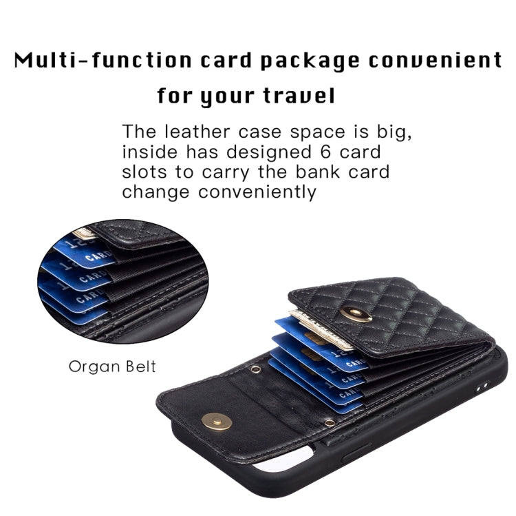 For iPhone 13 Vertical Wallet Rhombic Leather Phone Case