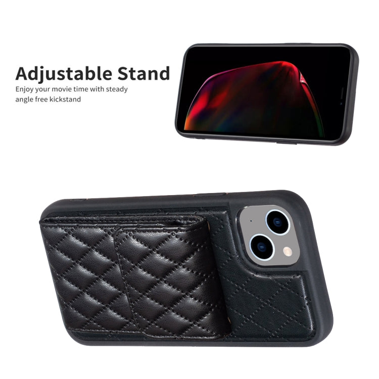 For iPhone 13 Vertical Wallet Rhombic Leather Phone Case