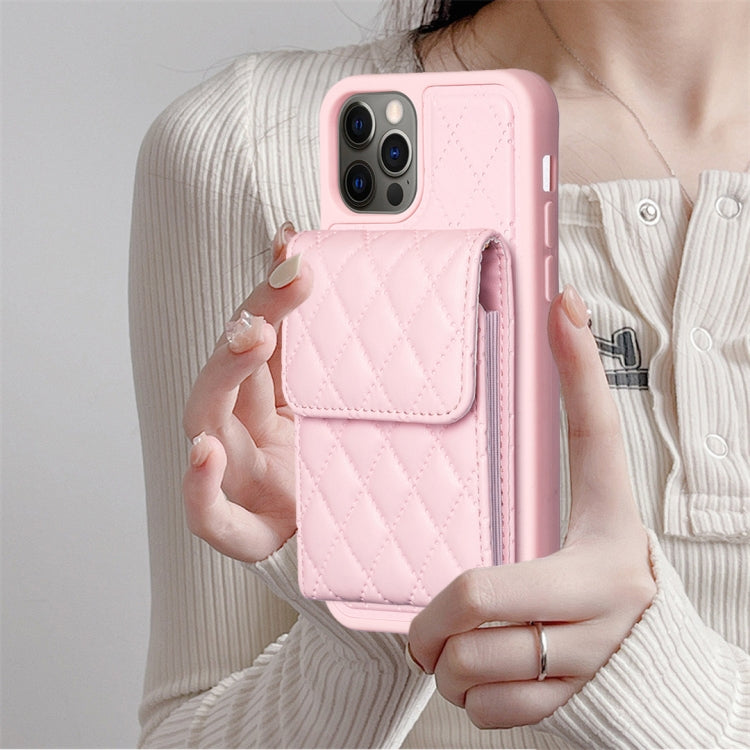 For iPhone 13 Pro Vertical Wallet Rhombic Leather Phone Case
