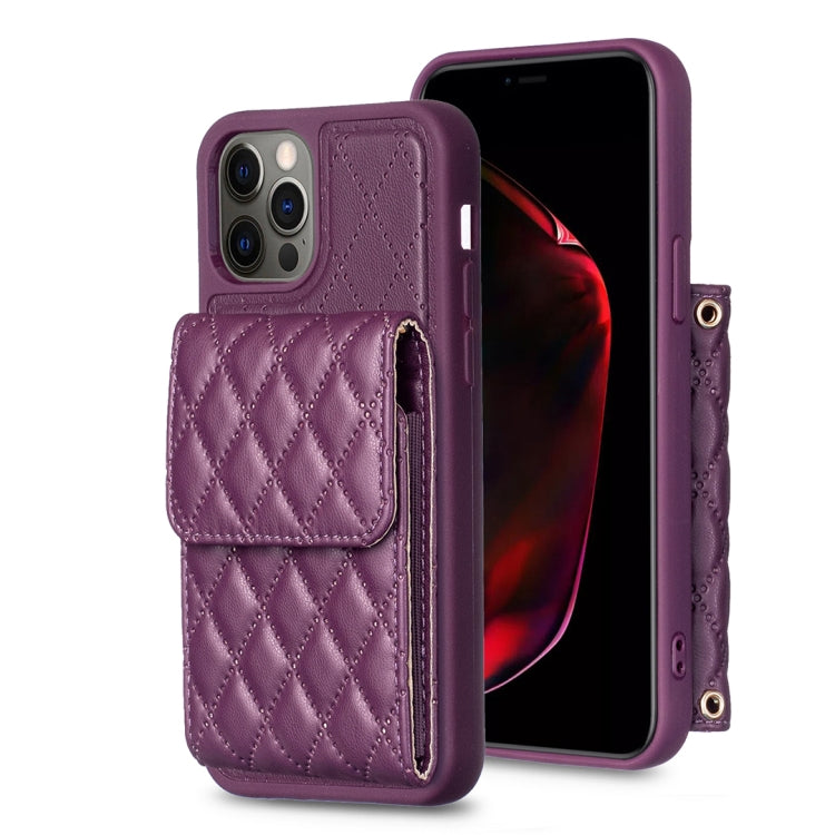 For iPhone 13 Pro Vertical Wallet Rhombic Leather Phone Case