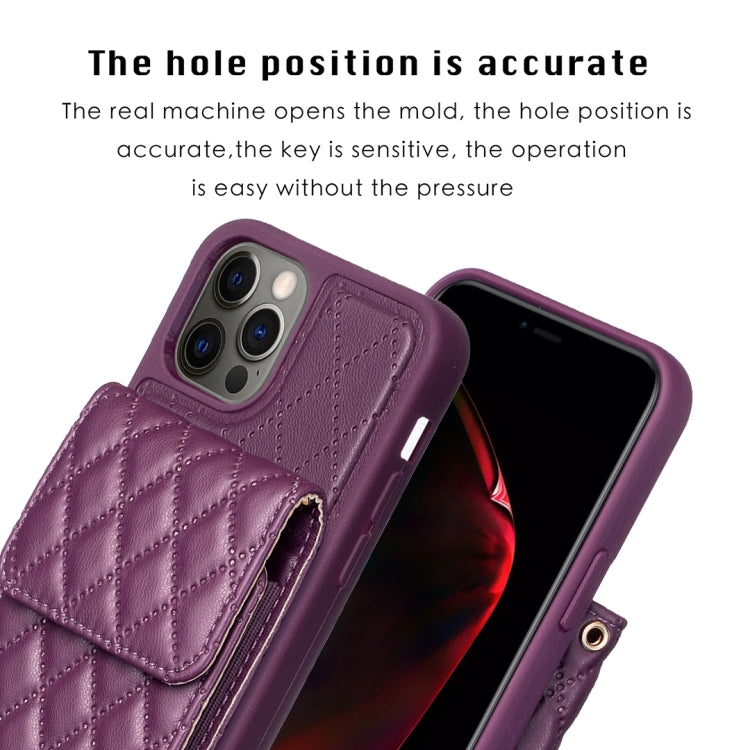 For iPhone 13 Pro Vertical Wallet Rhombic Leather Phone Case