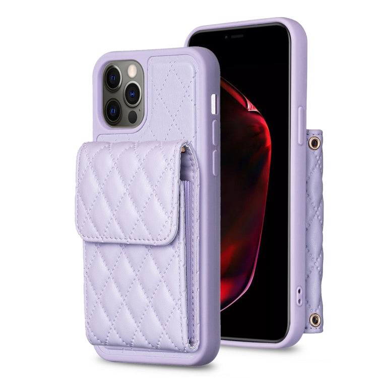 For iPhone 13 Pro Vertical Wallet Rhombic Leather Phone Case